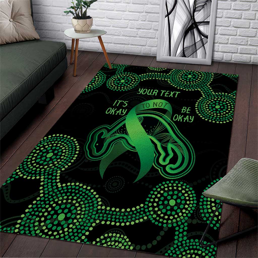 Green Kangaroo Ribbon Aboriginal Personalised Area Rug Depression Awareness - Vibe Hoodie Shop