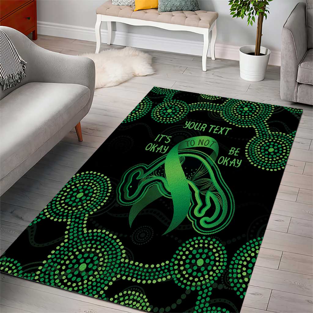 Green Kangaroo Ribbon Aboriginal Personalised Area Rug Depression Awareness - Vibe Hoodie Shop