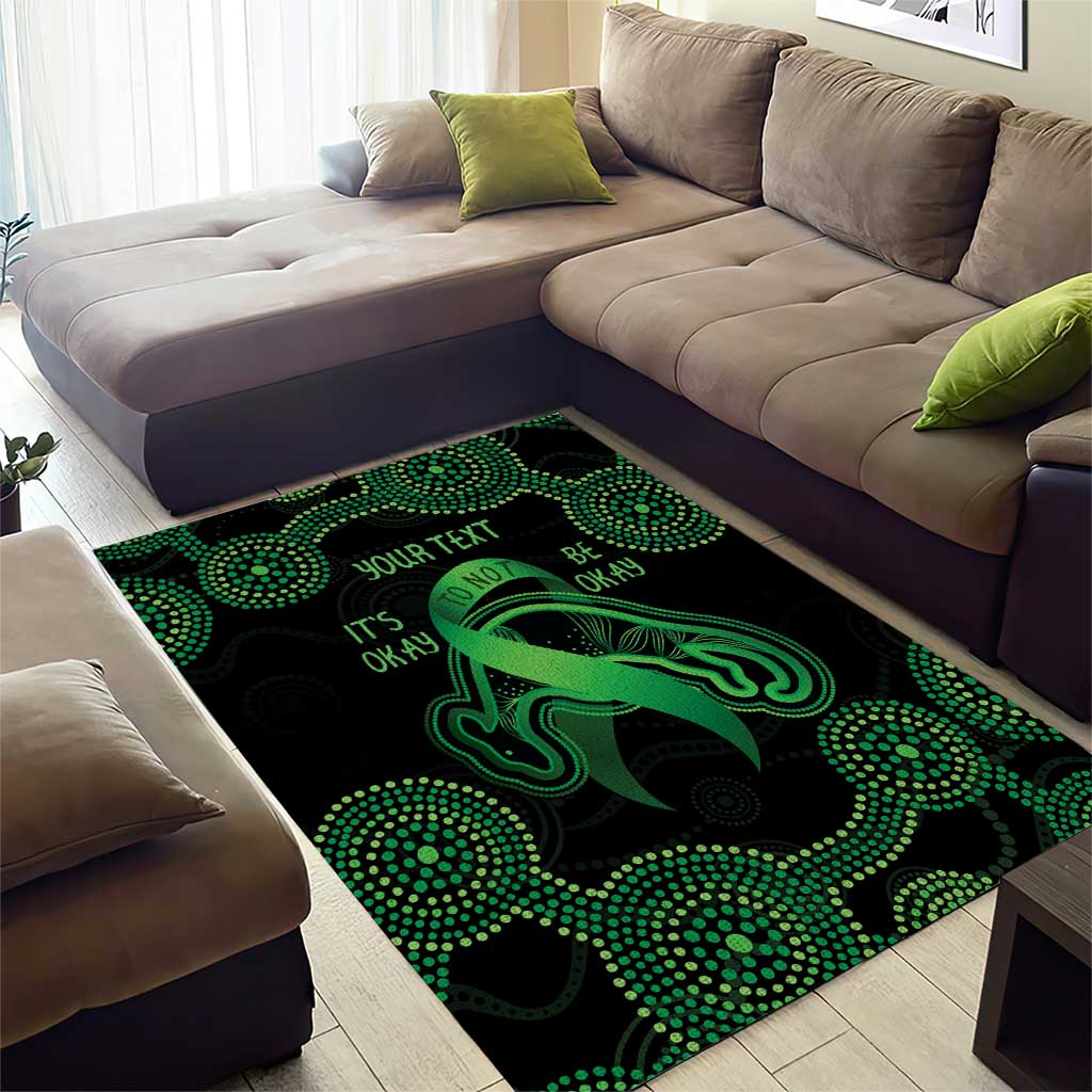 Green Kangaroo Ribbon Aboriginal Personalised Area Rug Depression Awareness - Vibe Hoodie Shop