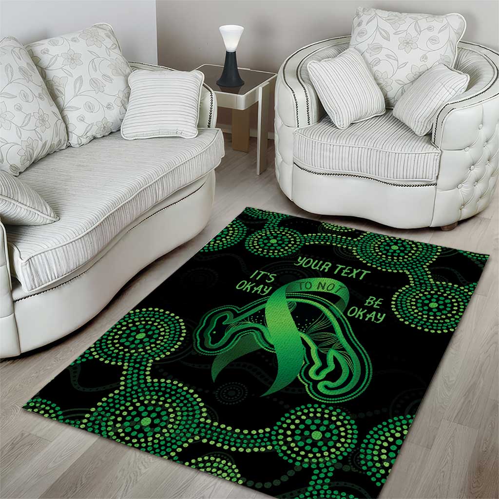 Green Kangaroo Ribbon Aboriginal Personalised Area Rug Depression Awareness - Vibe Hoodie Shop