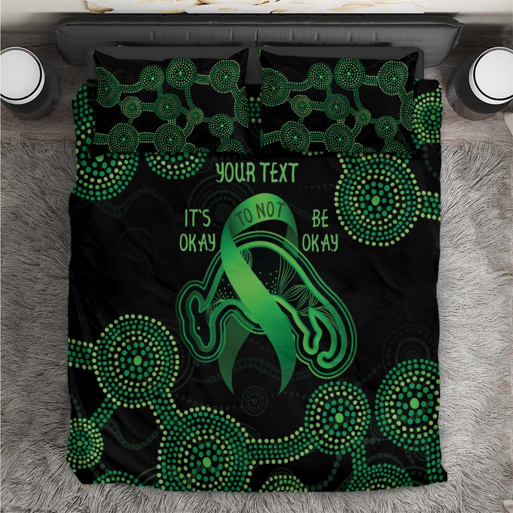 Green Kangaroo Ribbon Aboriginal Personalised Bedding Set Depression Awareness - Vibe Hoodie Shop