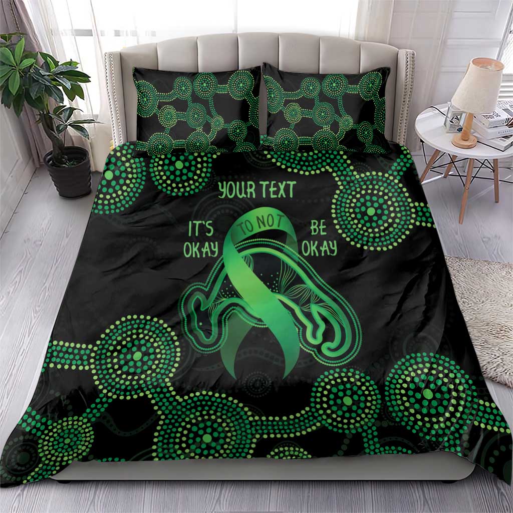 Green Kangaroo Ribbon Aboriginal Personalised Bedding Set Depression Awareness - Vibe Hoodie Shop