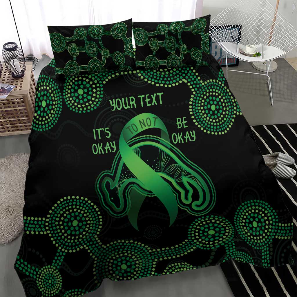 Green Kangaroo Ribbon Aboriginal Personalised Bedding Set Depression Awareness - Vibe Hoodie Shop