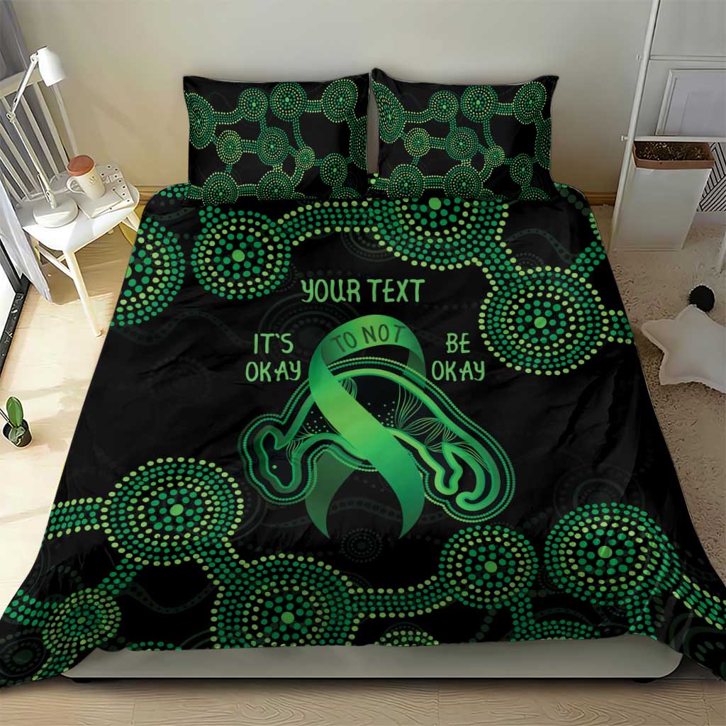 Green Kangaroo Ribbon Aboriginal Personalised Bedding Set Depression Awareness - Vibe Hoodie Shop