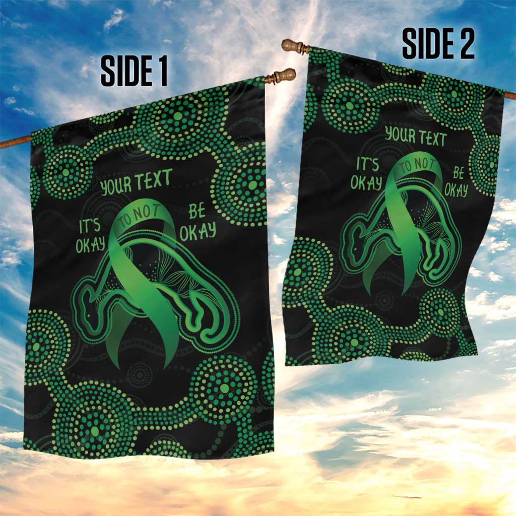 Green Kangaroo Ribbon Aboriginal Personalised Garden Flag Depression Awareness - Vibe Hoodie Shop