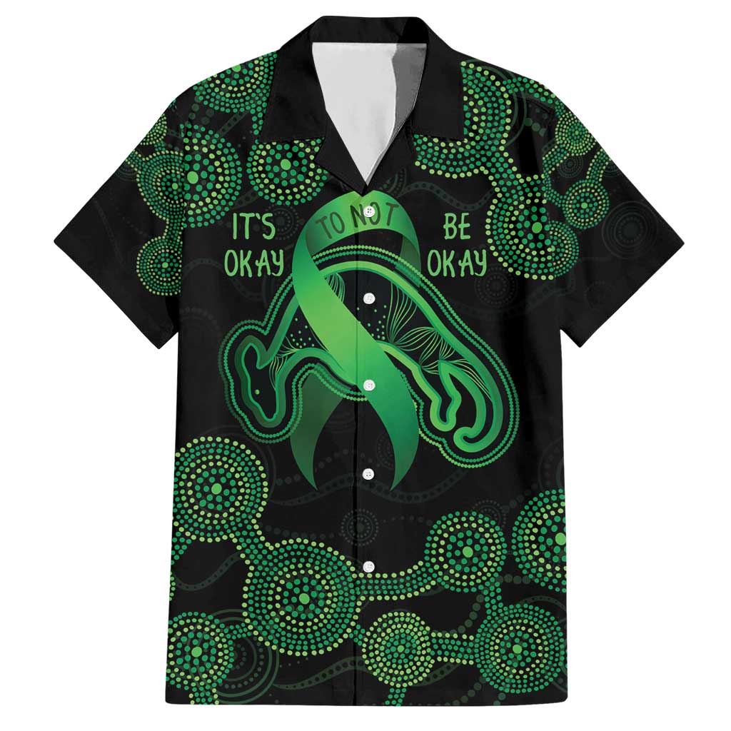 Green Kangaroo Ribbon Aboriginal Personalised Hawaiian Shirt Depression Awareness - Vibe Hoodie Shop