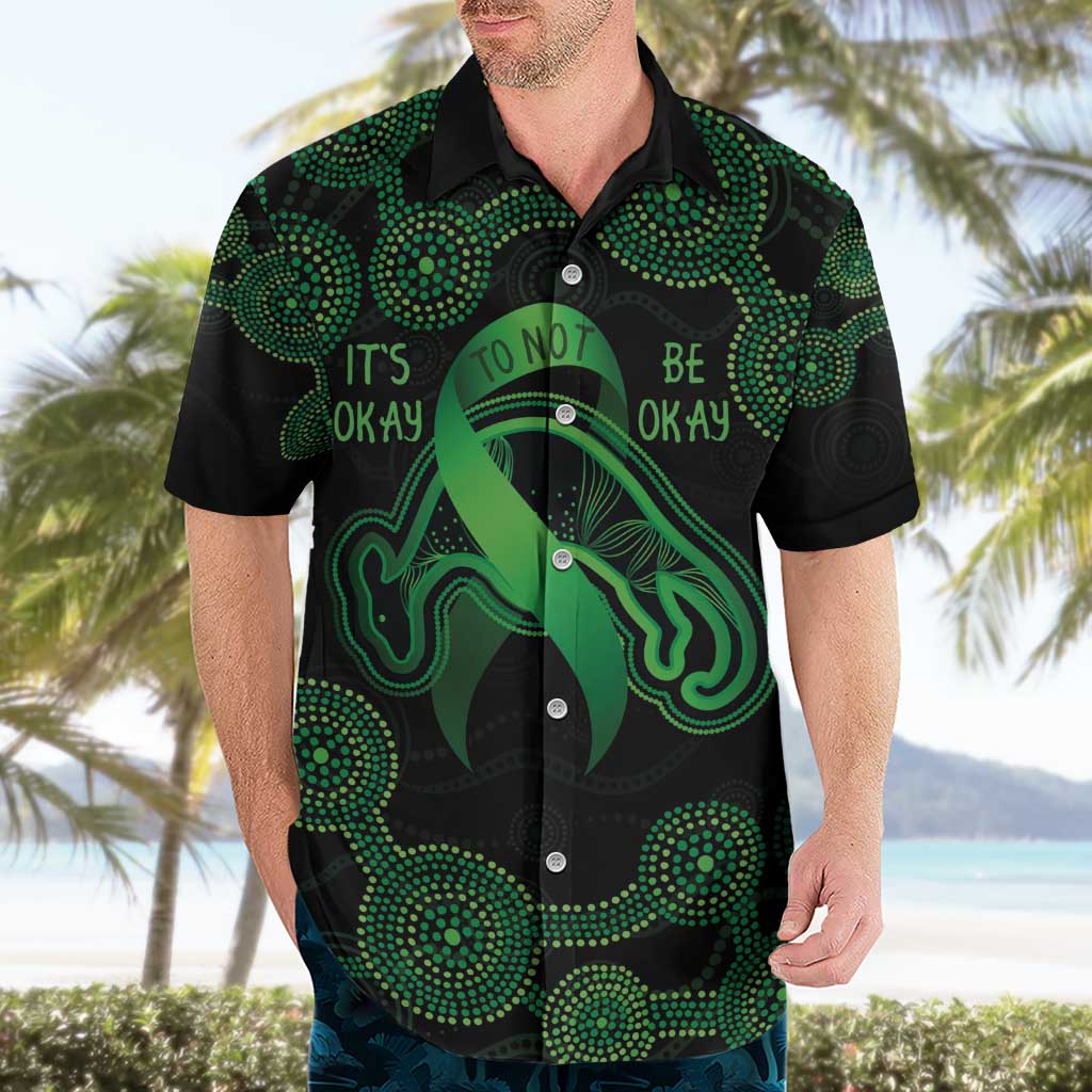 Green Kangaroo Ribbon Aboriginal Personalised Hawaiian Shirt Depression Awareness - Vibe Hoodie Shop