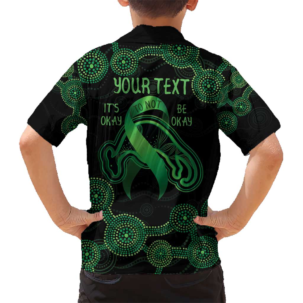 Green Kangaroo Ribbon Aboriginal Personalised Hawaiian Shirt Depression Awareness - Vibe Hoodie Shop