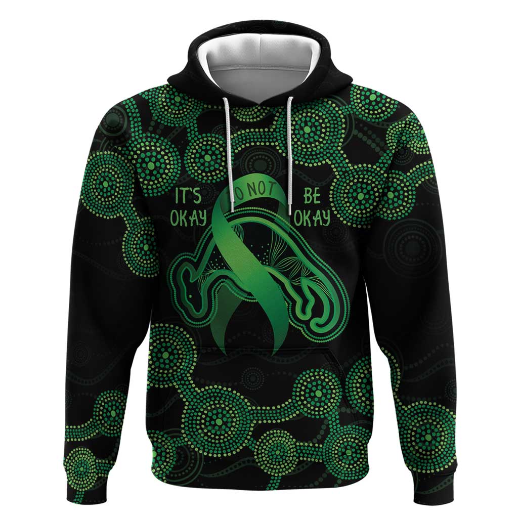 Green Kangaroo Ribbon Aboriginal Personalised Hoodie Depression Awareness LT9 - Vibe Hoodie Shop