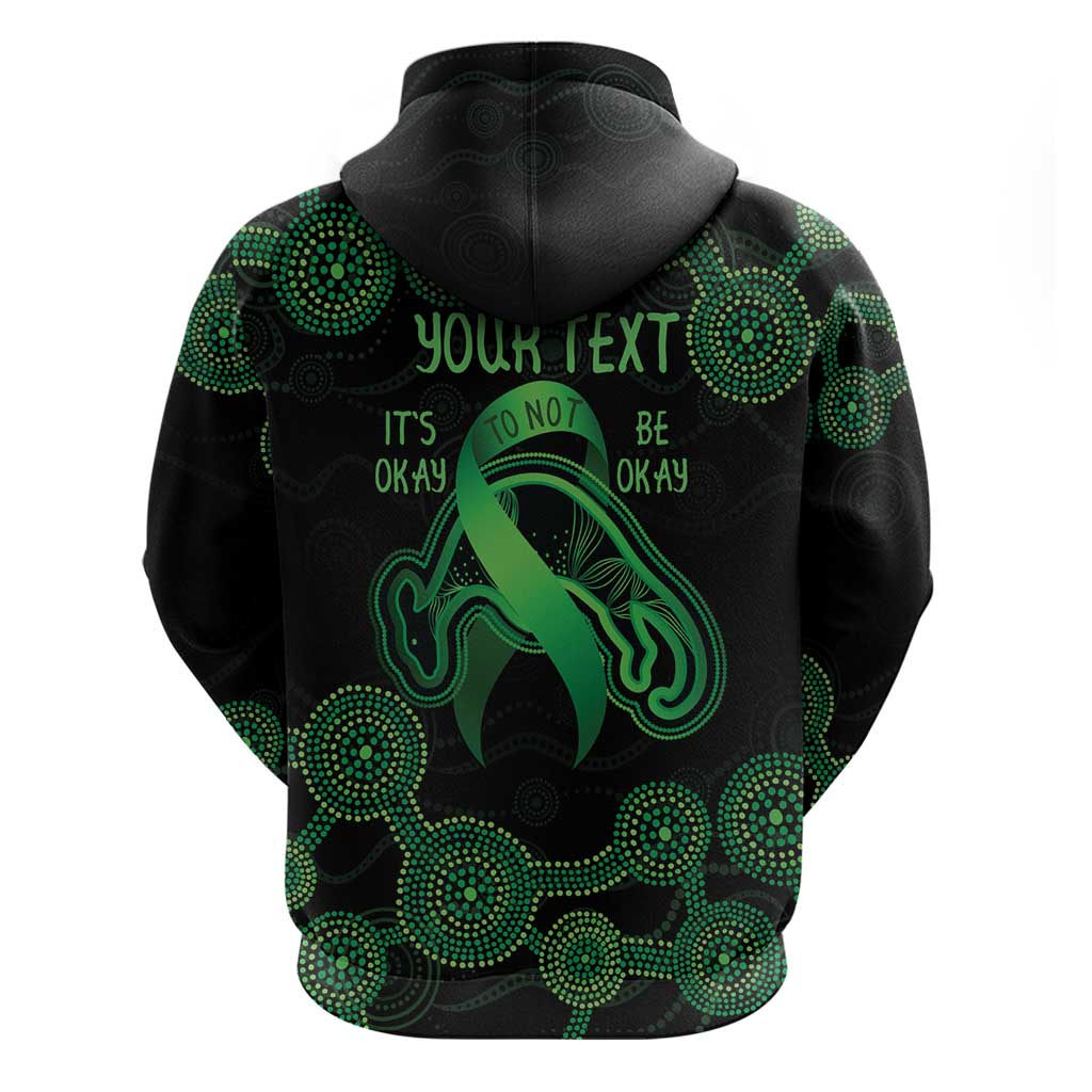 Green Kangaroo Ribbon Aboriginal Personalised Hoodie Depression Awareness LT9 - Vibe Hoodie Shop
