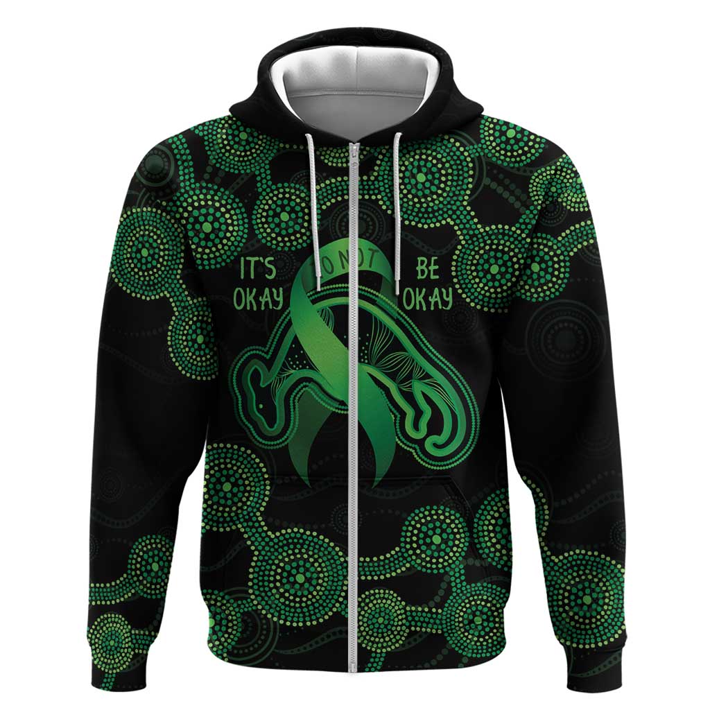 Green Kangaroo Ribbon Aboriginal Personalised Hoodie Depression Awareness LT9 - Vibe Hoodie Shop