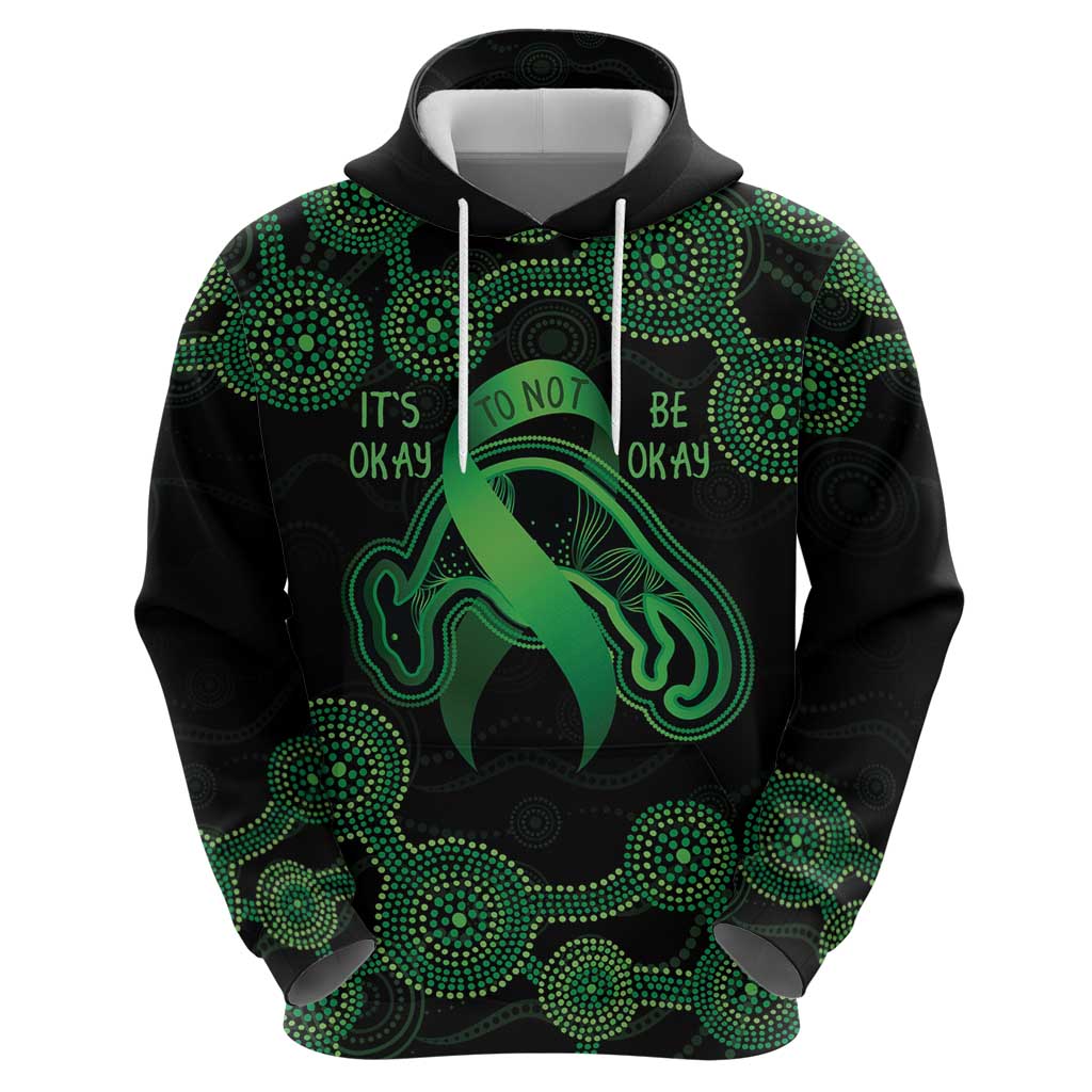 Green Kangaroo Ribbon Aboriginal Personalised Hoodie Depression Awareness LT9 - Vibe Hoodie Shop