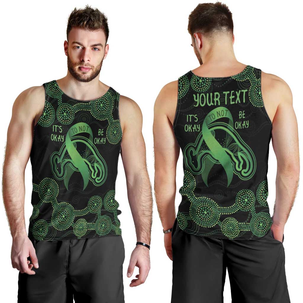 Green Kangaroo Ribbon Aboriginal Personalised Men Tank Top Depression Awareness - Vibe Hoodie Shop
