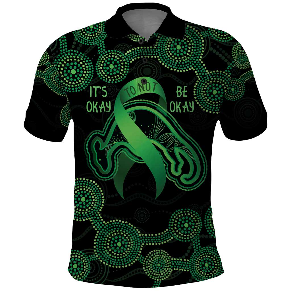 Green Kangaroo Ribbon Aboriginal Personalised Polo Shirt Depression Awareness LT9 - Vibe Hoodie Shop