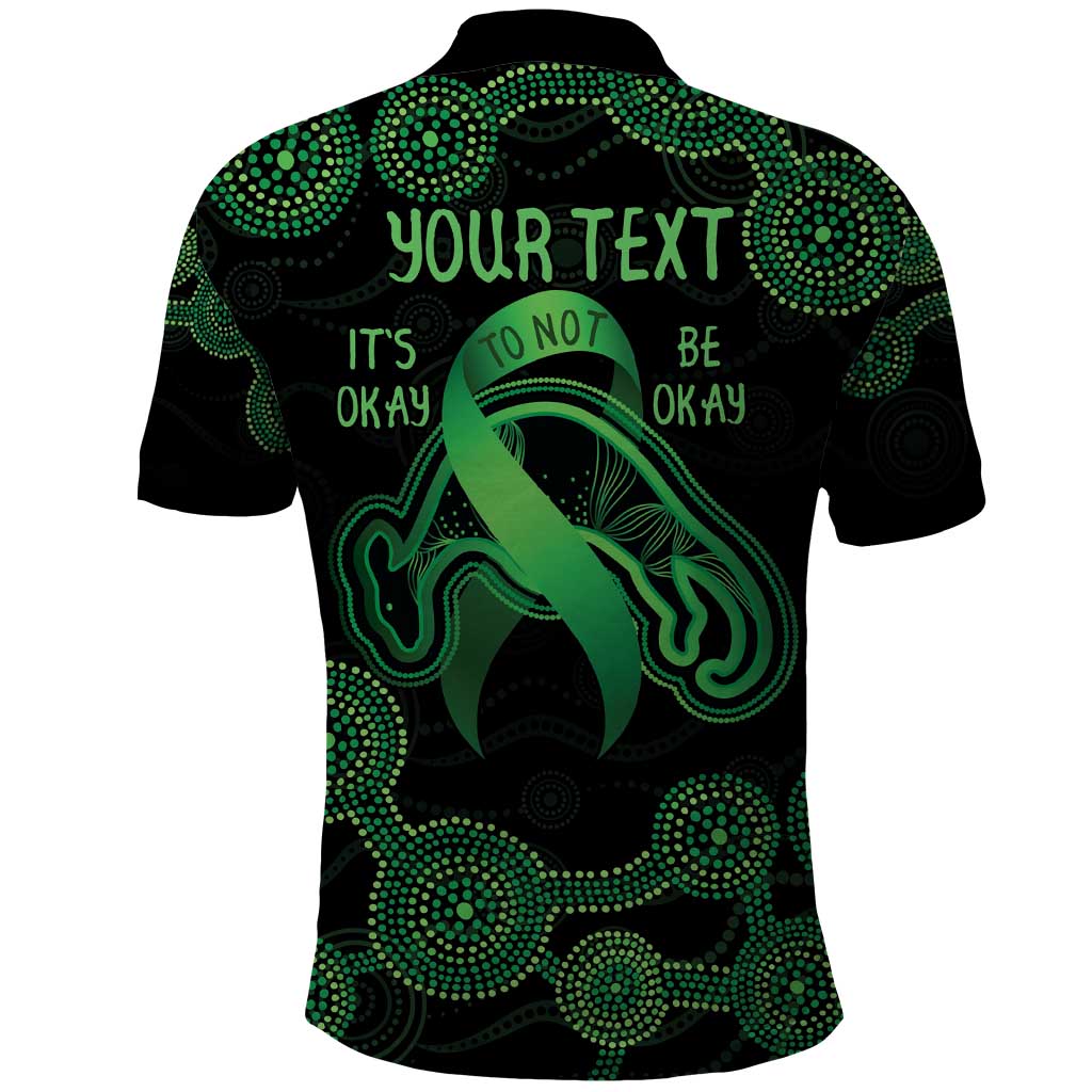 Green Kangaroo Ribbon Aboriginal Personalised Polo Shirt Depression Awareness LT9 - Vibe Hoodie Shop