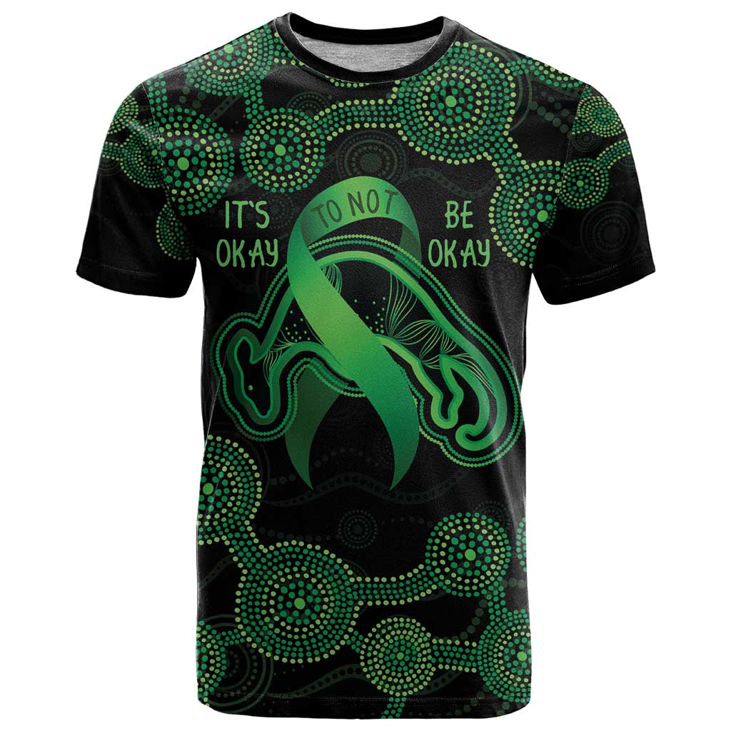 Green Kangaroo Ribbon Aboriginal Personalised T Shirt Depression Awareness LT9 - Vibe Hoodie Shop