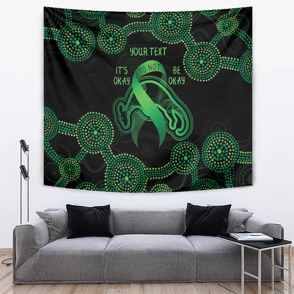 Green Kangaroo Ribbon Aboriginal Personalised Tapestry Depression Awareness - Vibe Hoodie Shop