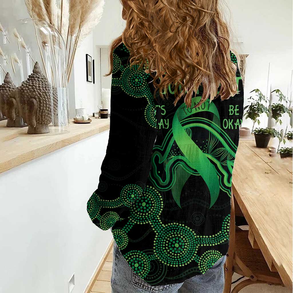 Green Kangaroo Ribbon Aboriginal Personalised Women Casual Shirt Depression Awareness - Vibe Hoodie Shop