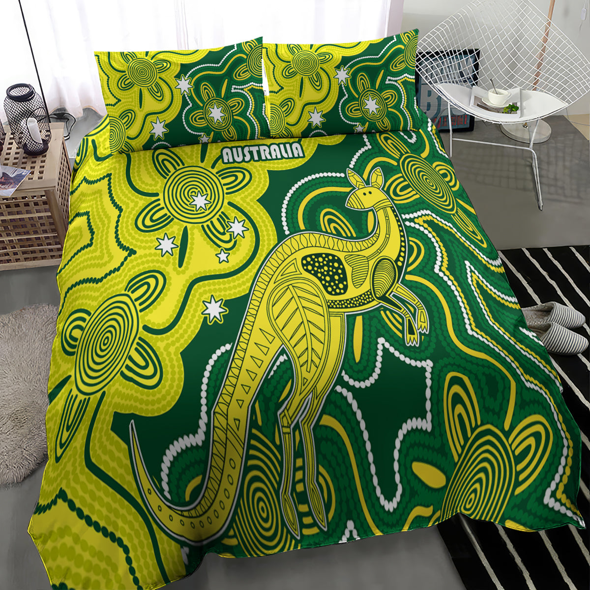 Australia Cricket Bedding Set Go Aussie World Cup 2023 Aboriginal Style Unique - Vibe Hoodie Shop
