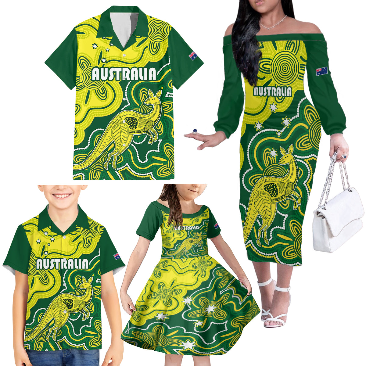 australia-cricket-family-matching-off-shoulder-long-sleeve-dress-and-hawaiian-shirt-go-aussie-world-cup-2023-aboriginal-style-unique