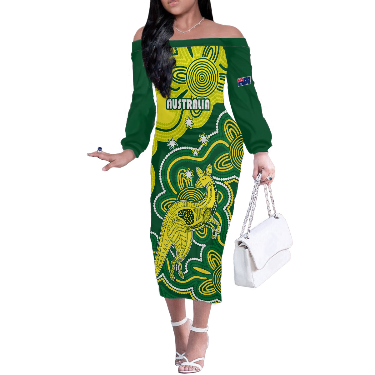 australia-cricket-family-matching-off-shoulder-long-sleeve-dress-and-hawaiian-shirt-go-aussie-world-cup-2023-aboriginal-style-unique