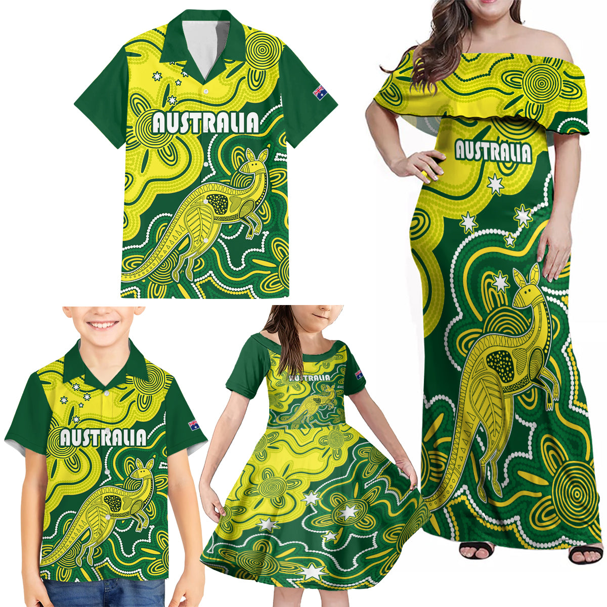 australia-cricket-family-matching-off-shoulder-maxi-dress-and-hawaiian-shirt-go-aussie-world-cup-2023-aboriginal-style-unique