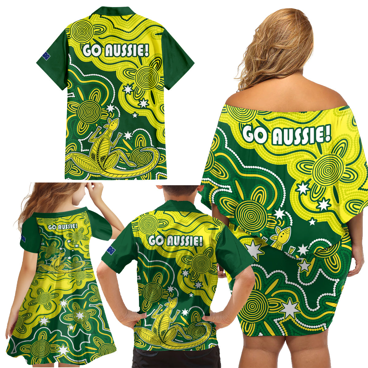 australia-cricket-family-matching-off-shoulder-short-dress-and-hawaiian-shirt-go-aussie-world-cup-2023-aboriginal-style-unique