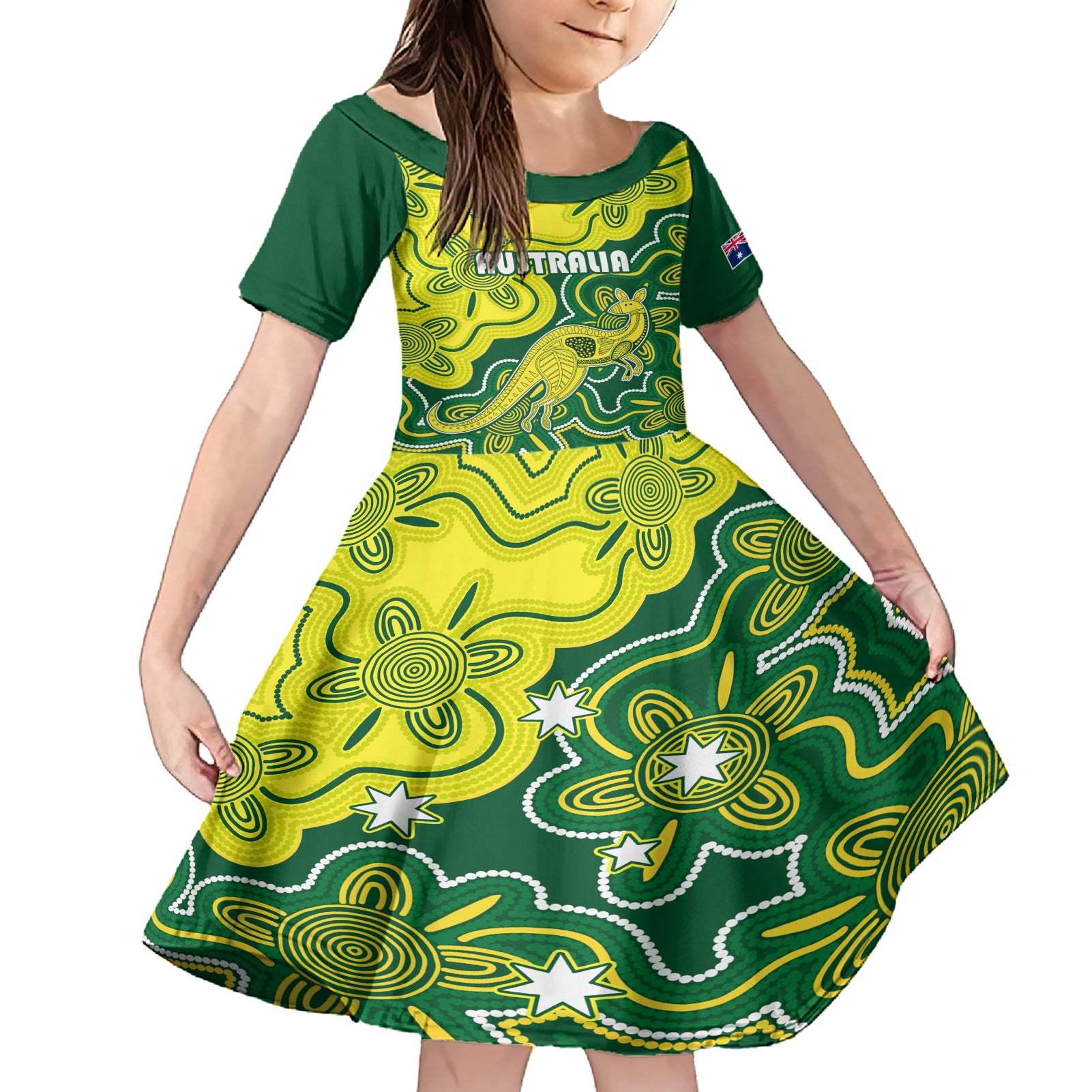 australia-cricket-family-matching-short-sleeve-bodycon-dress-and-hawaiian-shirt-go-aussie-world-cup-2023-aboriginal-style-unique