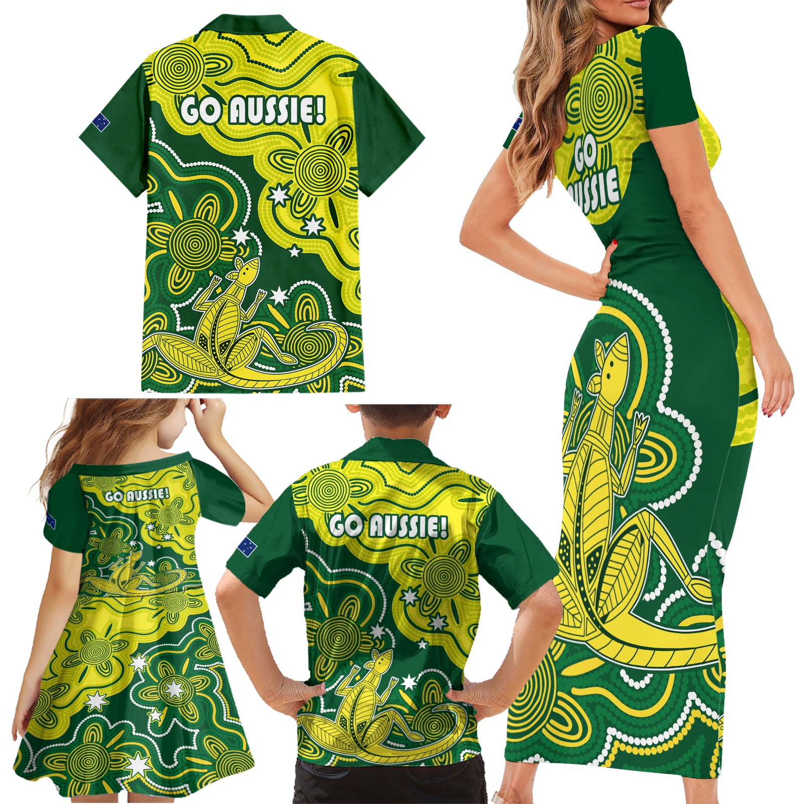 australia-cricket-family-matching-short-sleeve-bodycon-dress-and-hawaiian-shirt-go-aussie-world-cup-2023-aboriginal-style-unique