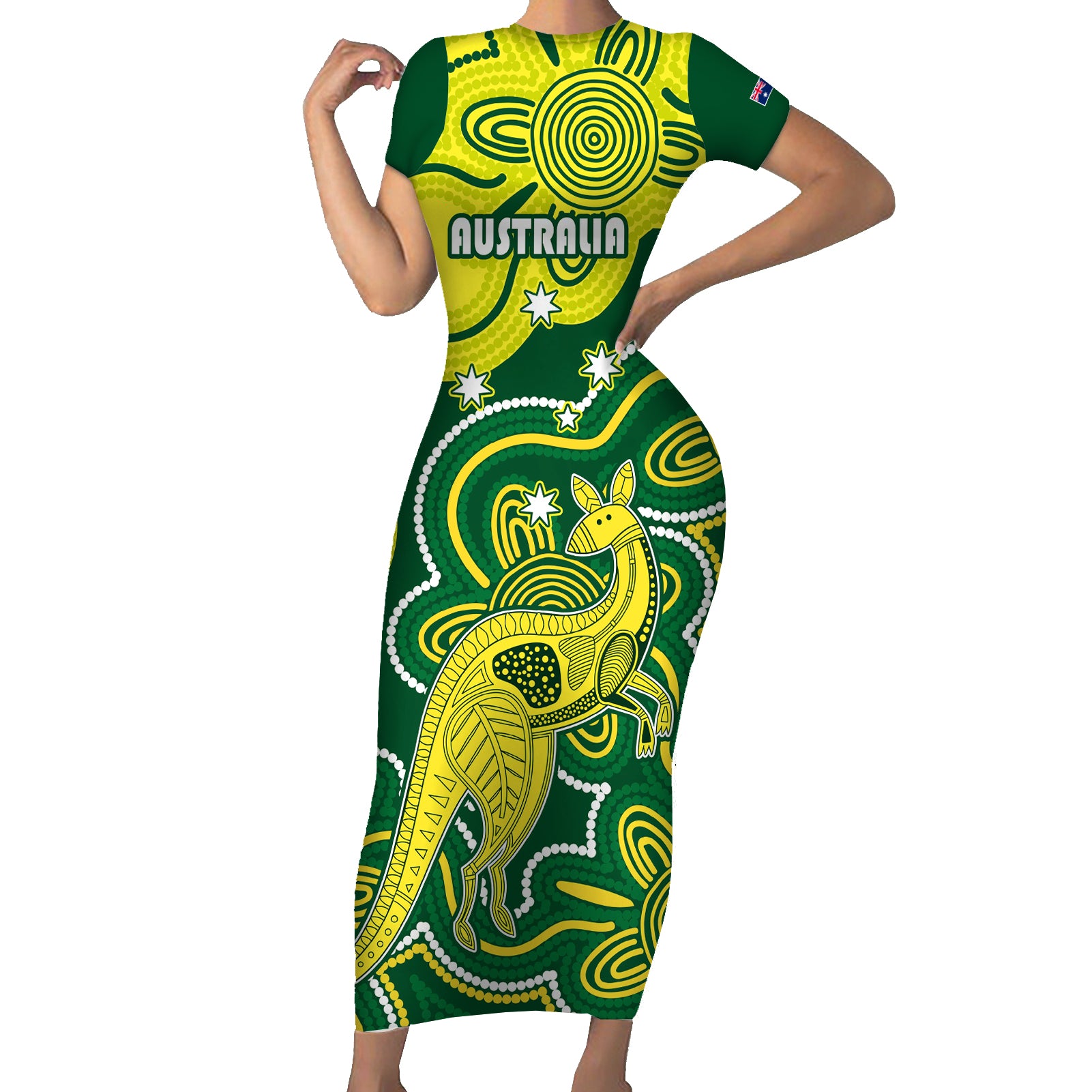 australia-cricket-family-matching-short-sleeve-bodycon-dress-and-hawaiian-shirt-go-aussie-world-cup-2023-aboriginal-style-unique