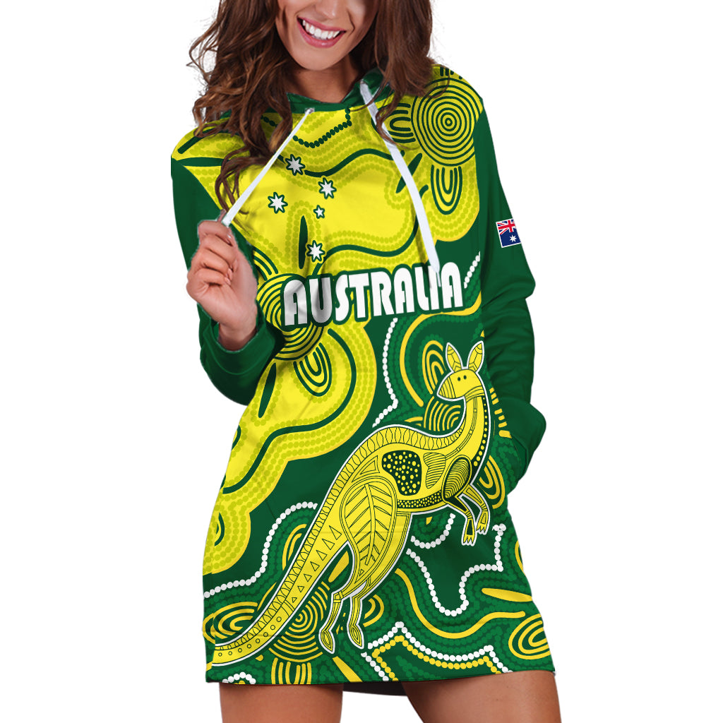 Australia Cricket Hoodie Dress Go Aussie World Cup 2023 Aboriginal Style Unique - Vibe Hoodie Shop