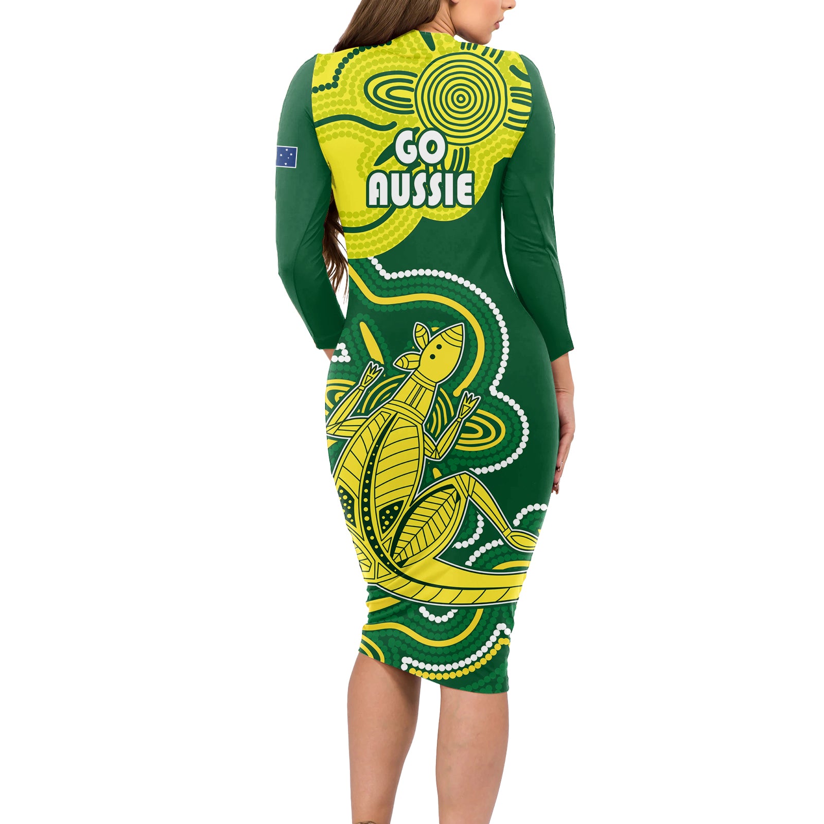 australia-cricket-long-sleeve-bodycon-dress-go-aussie-world-cup-2023-aboriginal-style-unique