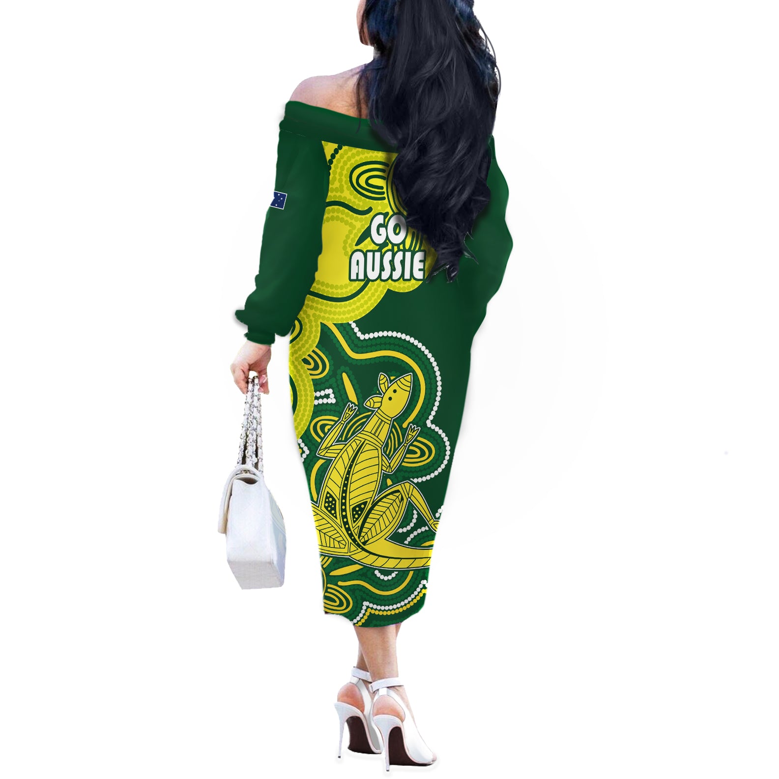 australia-cricket-off-the-shoulder-long-sleeve-dress-go-aussie-world-cup-2023-aboriginal-style-unique