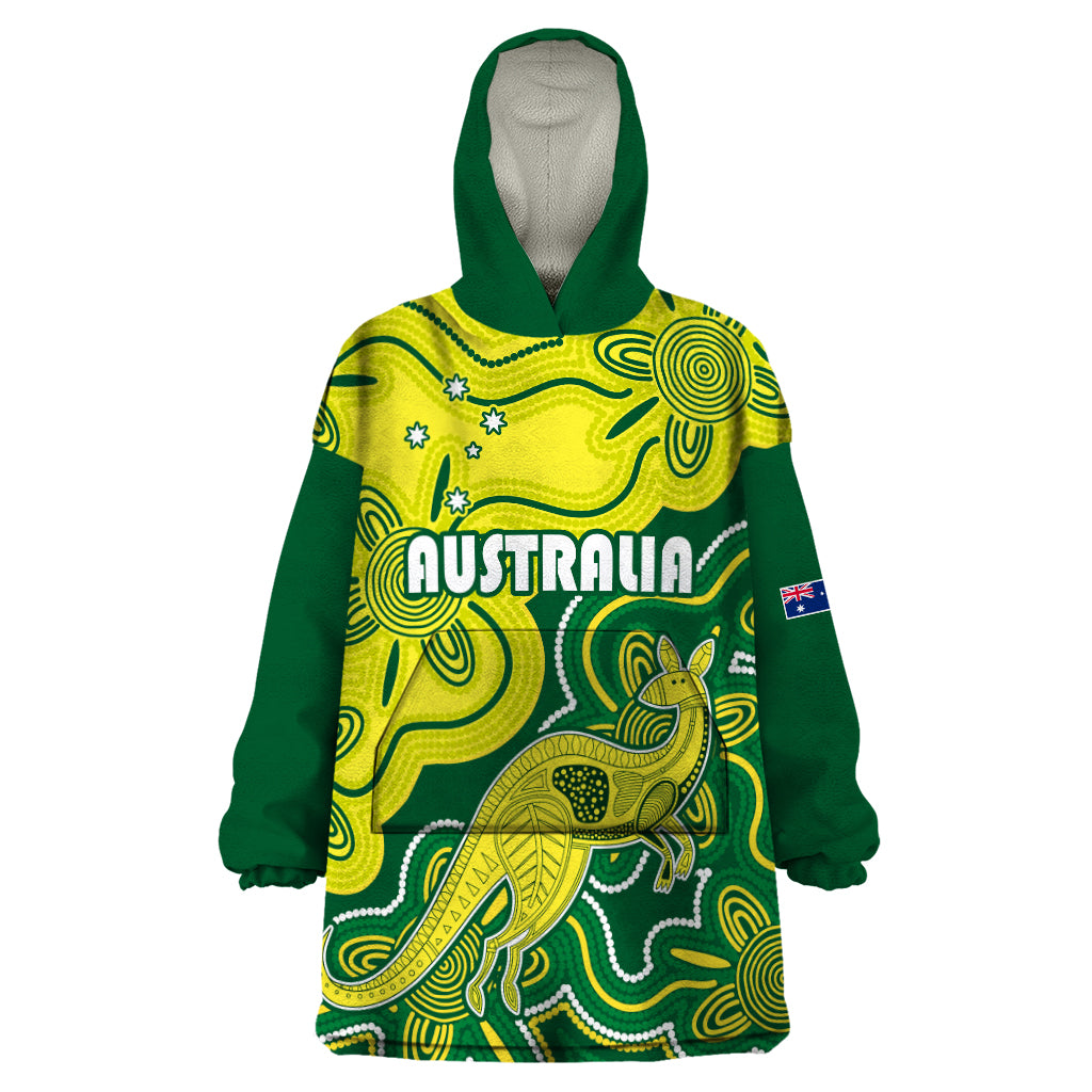 Australia Cricket Wearable Blanket Hoodie Go Aussie World Cup 2023 Aboriginal Style Unique - Vibe Hoodie Shop