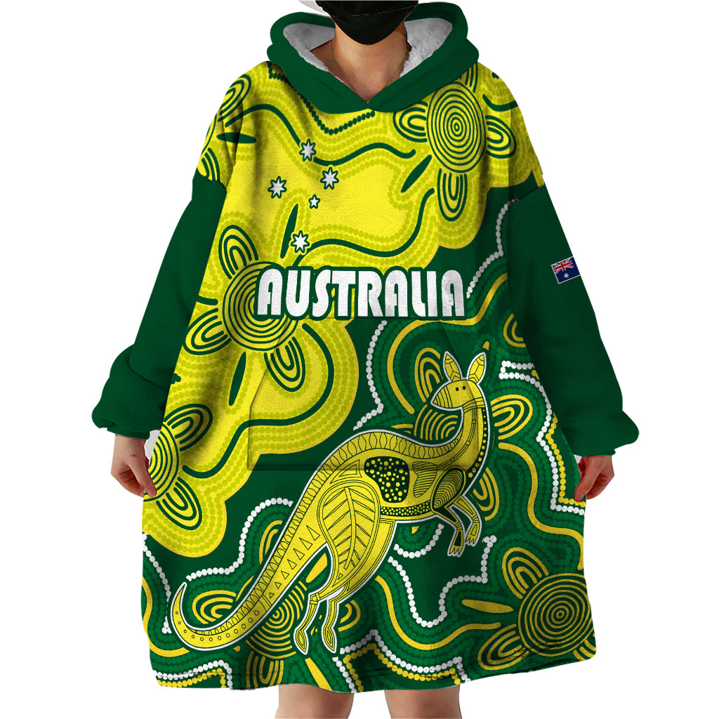 Australia Cricket Wearable Blanket Hoodie Go Aussie World Cup 2023 Aboriginal Style Unique - Vibe Hoodie Shop