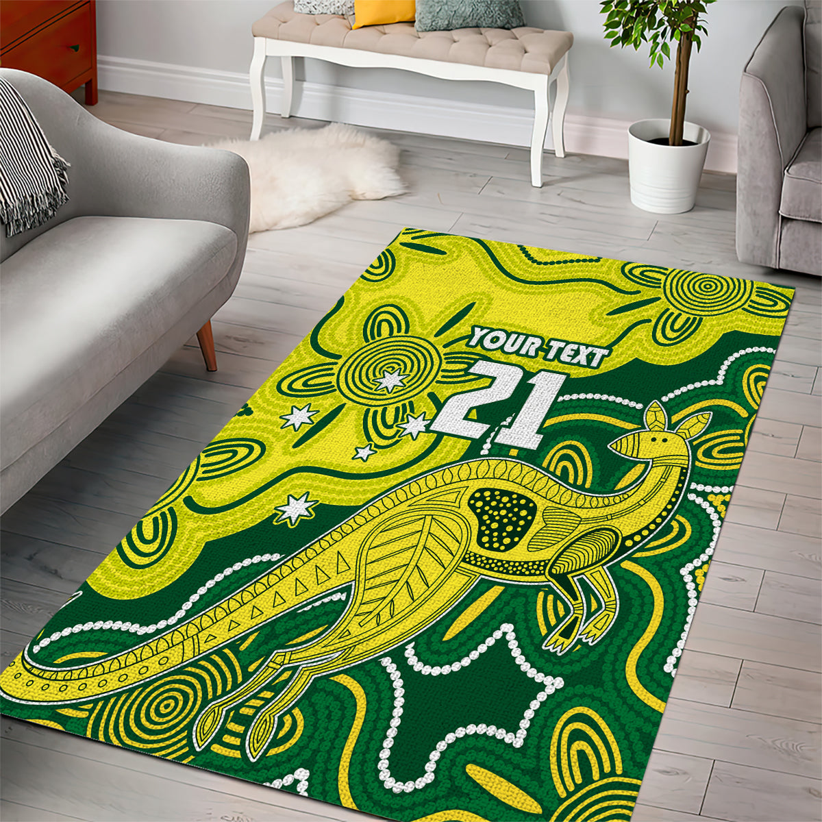 Custom Australia Cricket Area Rug Go Aussie World Cup 2023 Aboriginal Style Unique - Vibe Hoodie Shop