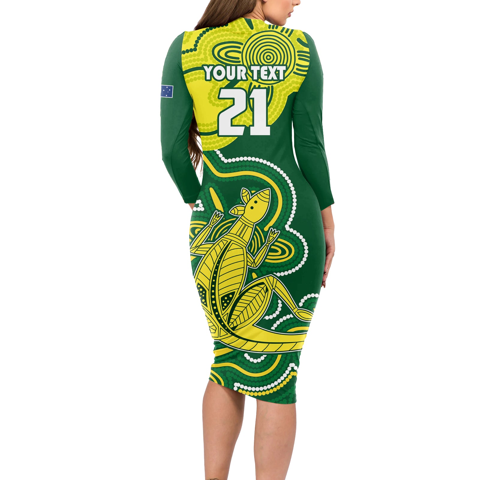 custom-australia-cricket-long-sleeve-bodycon-dress-go-aussie-world-cup-2023-aboriginal-style-unique