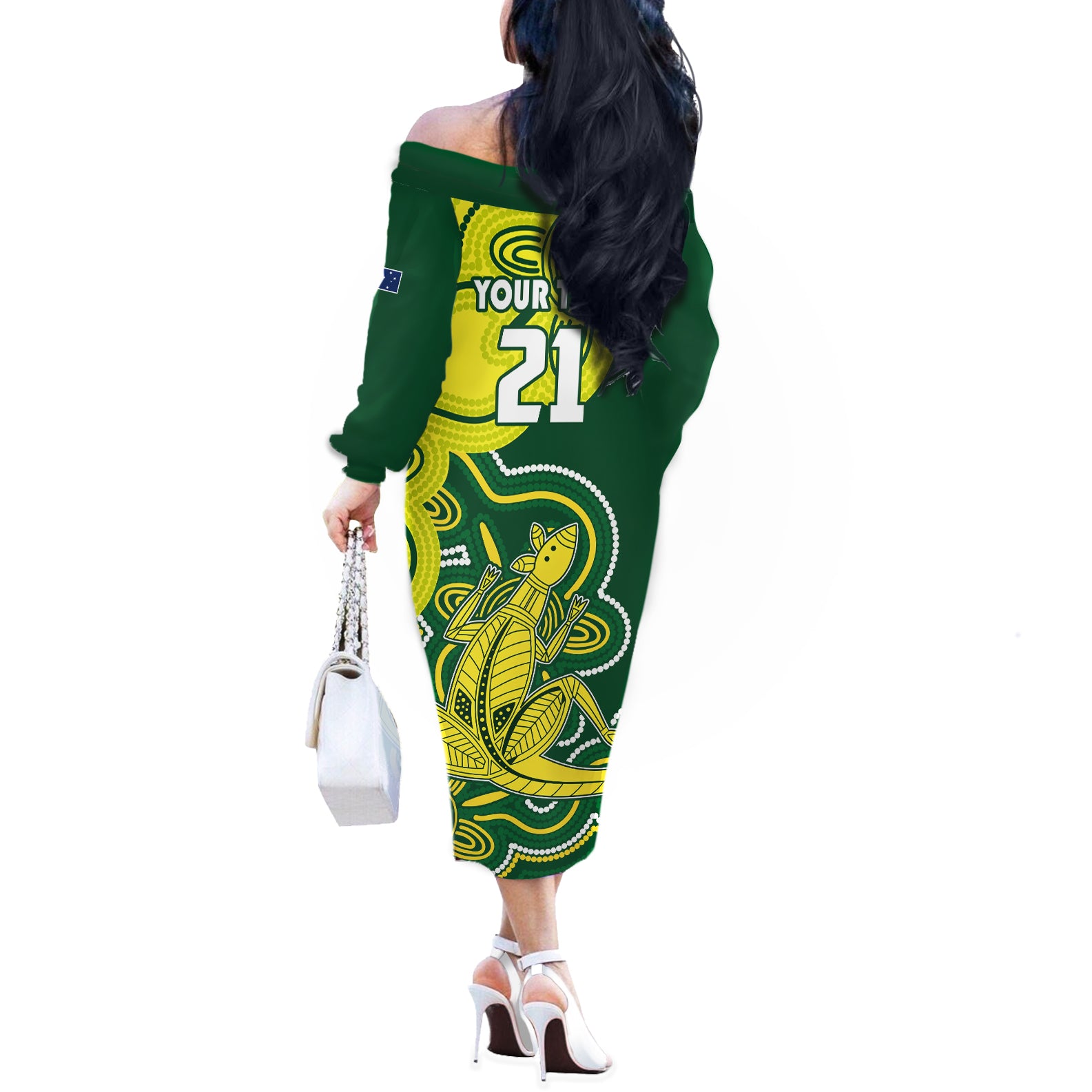 custom-australia-cricket-off-the-shoulder-long-sleeve-dress-go-aussie-world-cup-2023-aboriginal-style-unique