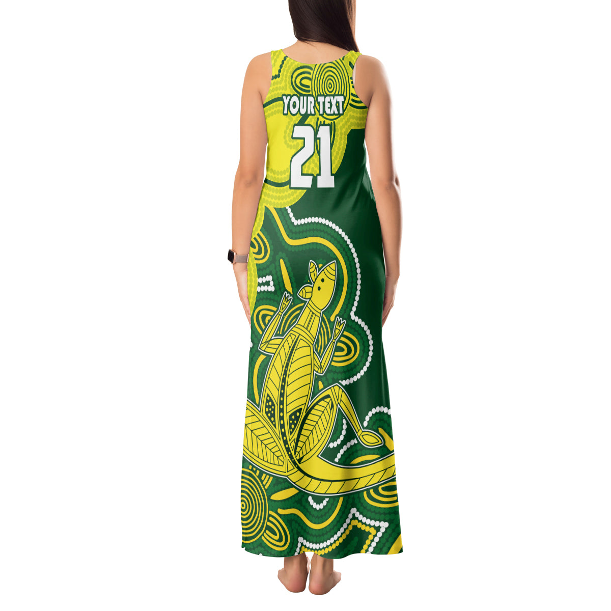 custom-australia-cricket-tank-maxi-dress-go-aussie-world-cup-2023-aboriginal-style-unique