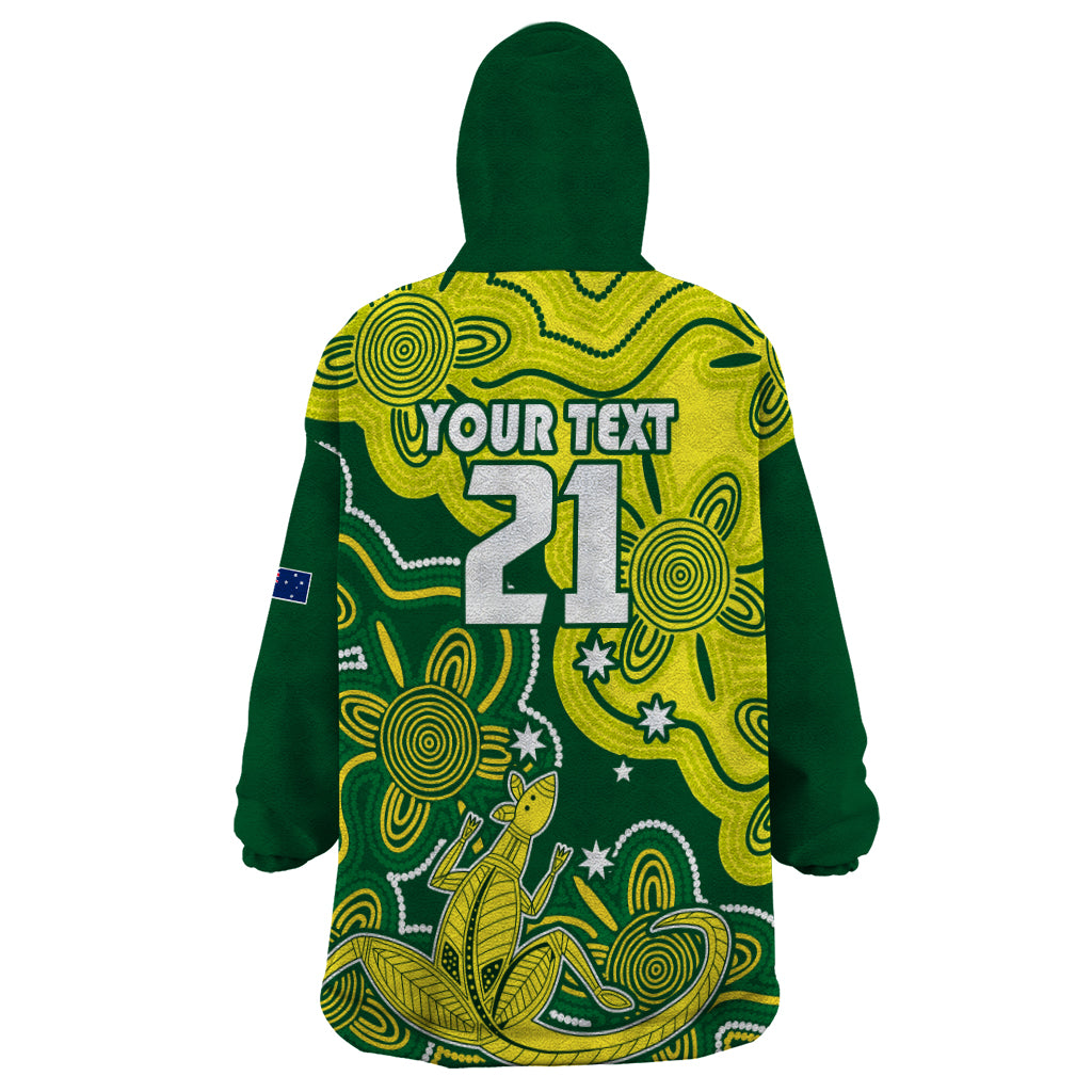 Custom Australia Cricket Wearable Blanket Hoodie Go Aussie World Cup 2023 Aboriginal Style Unique - Vibe Hoodie Shop