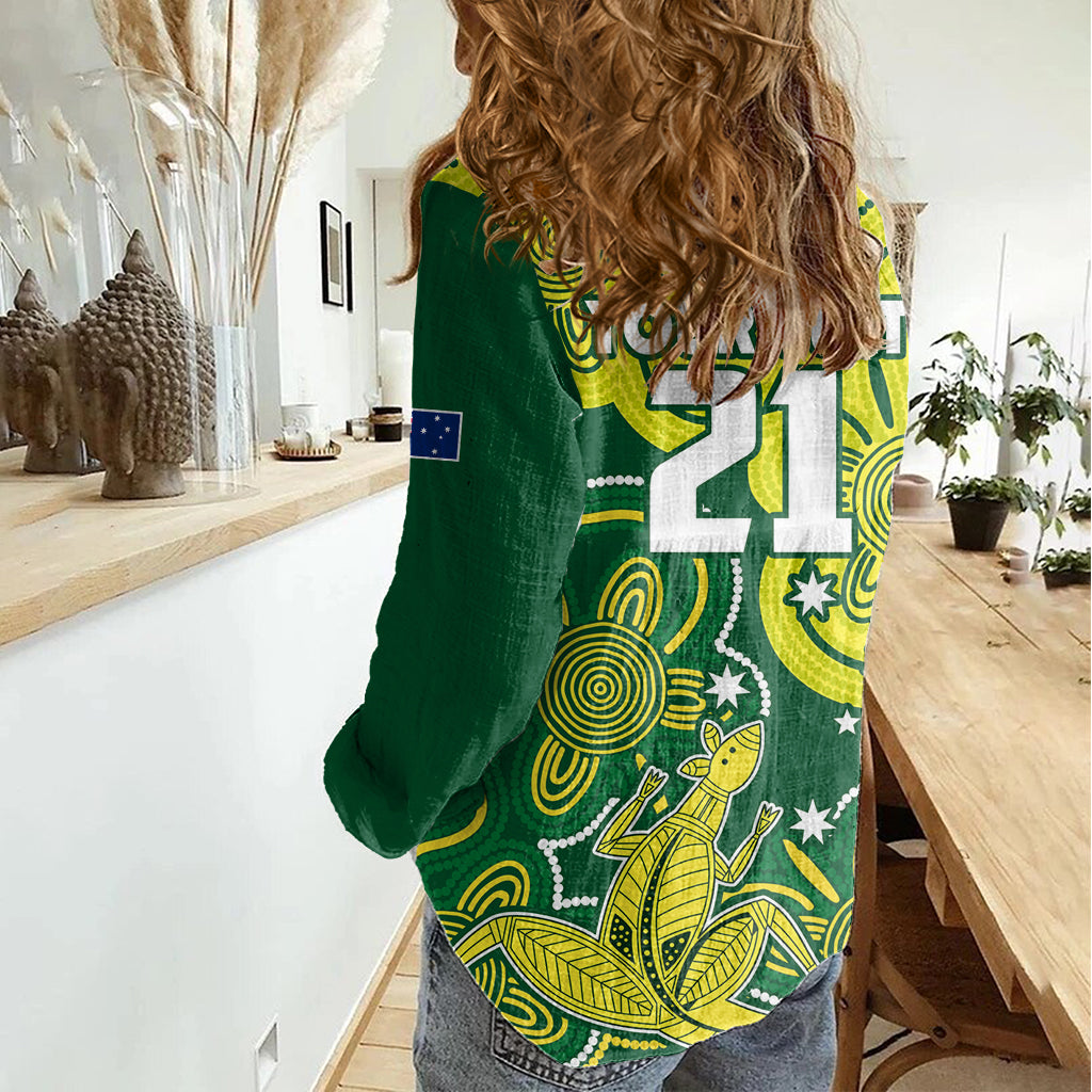 Custom Australia Cricket Women Casual Shirt Go Aussie World Cup 2023 Aboriginal Style Unique - Vibe Hoodie Shop