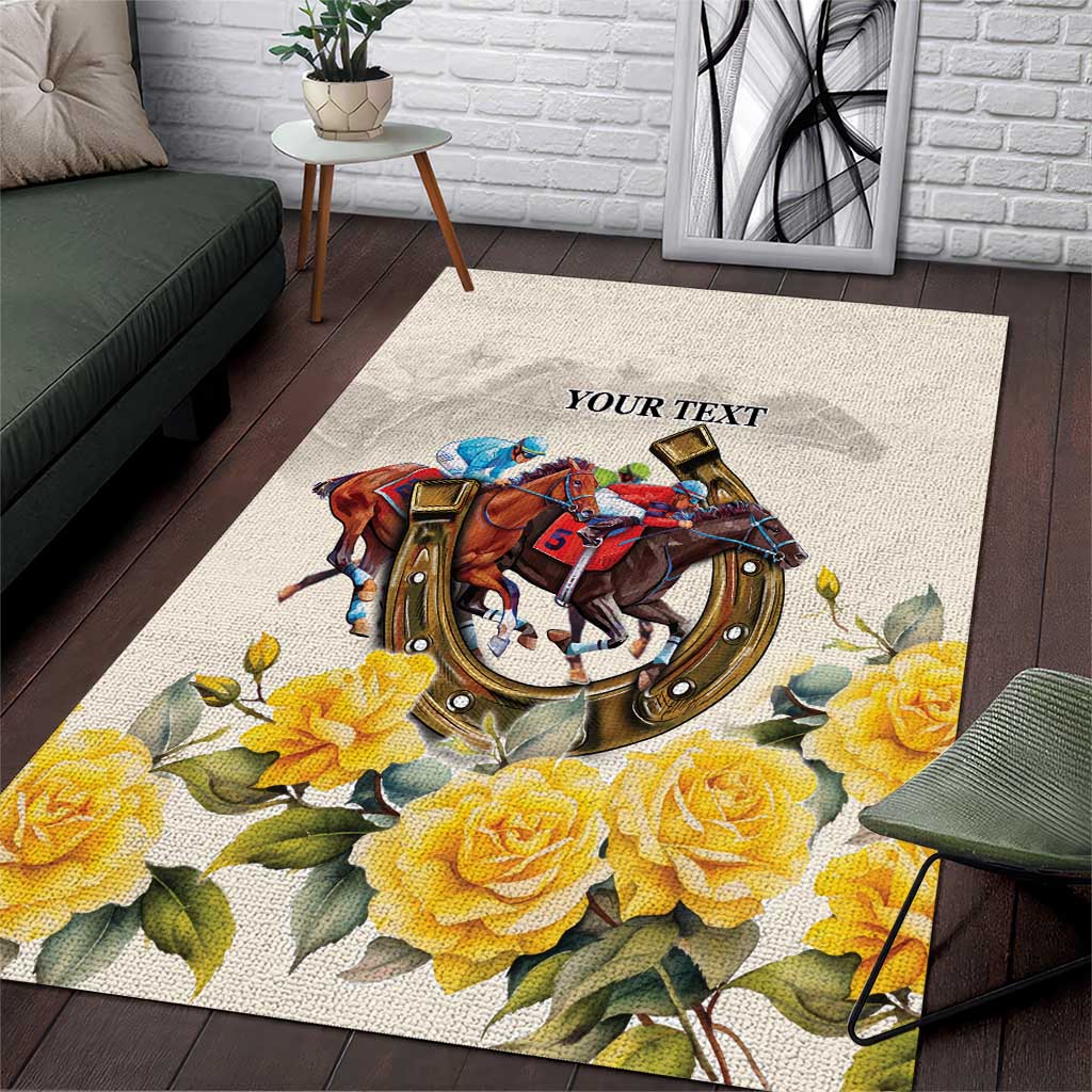 Melbourne Horse Racing Personalised Area Rug Australian Horse With Yellow Roses - Vibe Hoodie Shop