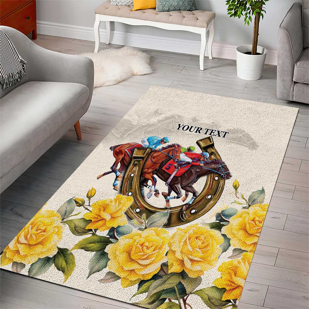 Melbourne Horse Racing Personalised Area Rug Australian Horse With Yellow Roses - Vibe Hoodie Shop