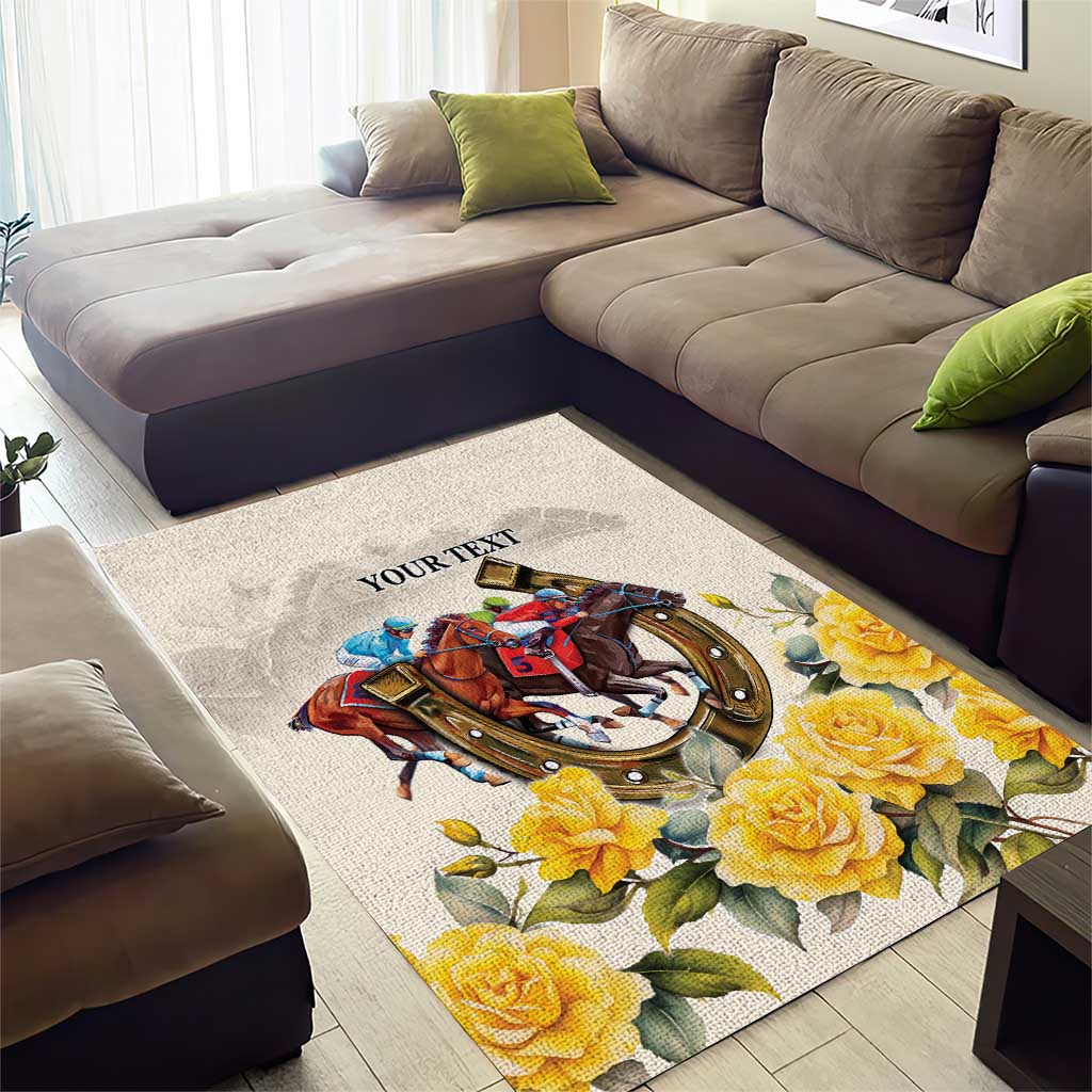 Melbourne Horse Racing Personalised Area Rug Australian Horse With Yellow Roses - Vibe Hoodie Shop