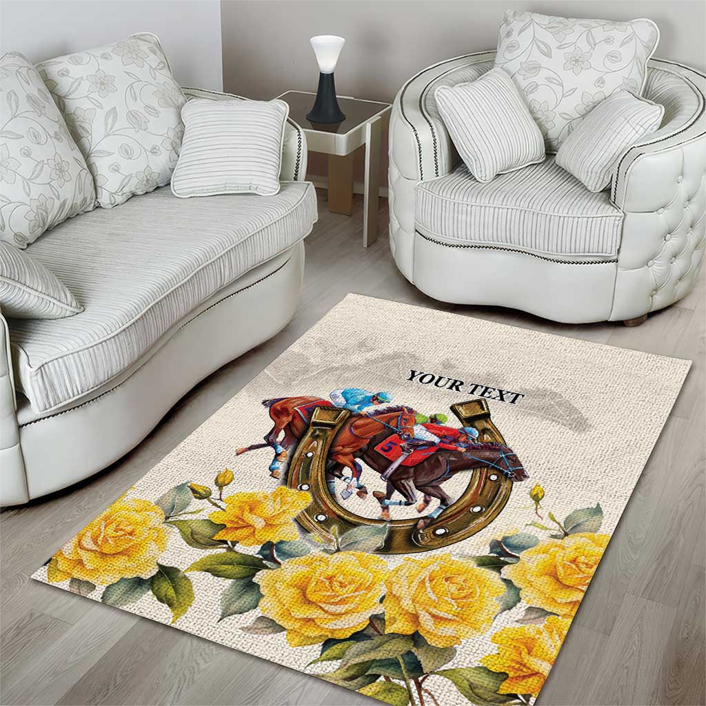 Melbourne Horse Racing Personalised Area Rug Australian Horse With Yellow Roses - Vibe Hoodie Shop