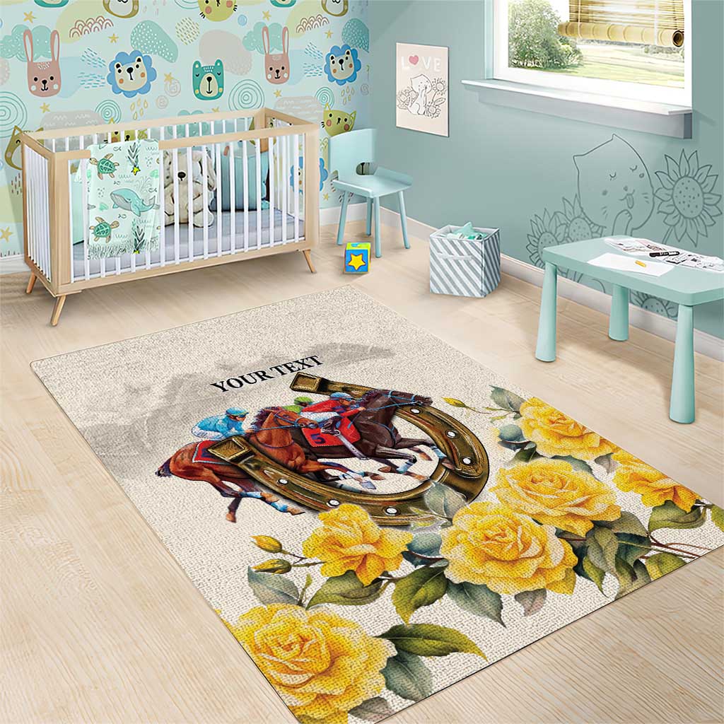 Melbourne Horse Racing Personalised Area Rug Australian Horse With Yellow Roses - Vibe Hoodie Shop