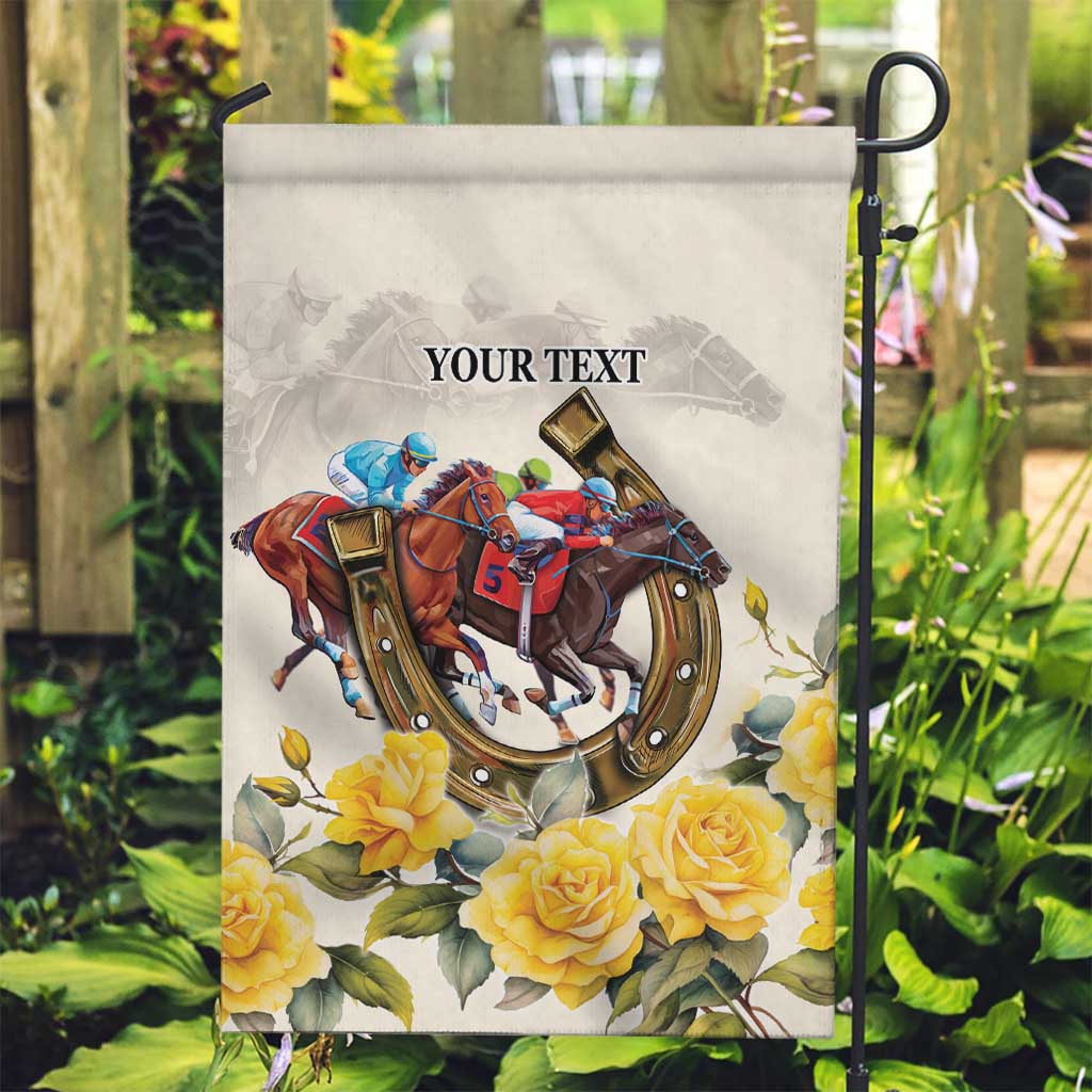 Melbourne Horse Racing Personalised Garden Flag Australian Horse With Yellow Roses - Vibe Hoodie Shop