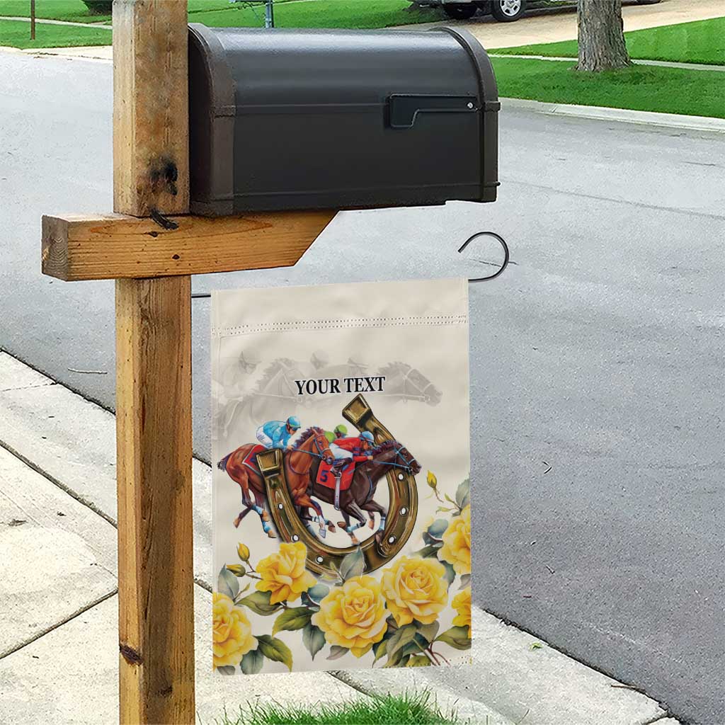 Melbourne Horse Racing Personalised Garden Flag Australian Horse With Yellow Roses - Vibe Hoodie Shop