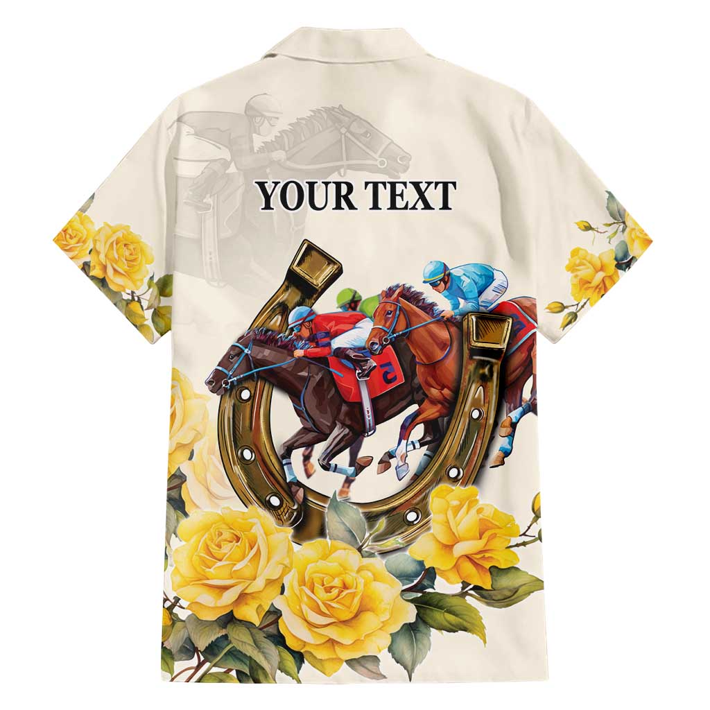 Melbourne Horse Racing Personalised Hawaiian Shirt Australian Horse With Yellow Roses - Vibe Hoodie Shop