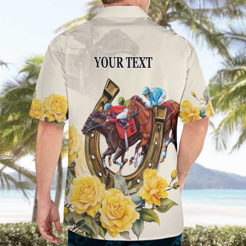 Melbourne Horse Racing Personalised Hawaiian Shirt Australian Horse With Yellow Roses - Vibe Hoodie Shop